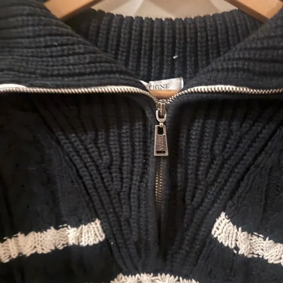 La Ligne x Target Black and White Striped Zip Sweater - Picture 5 of 5